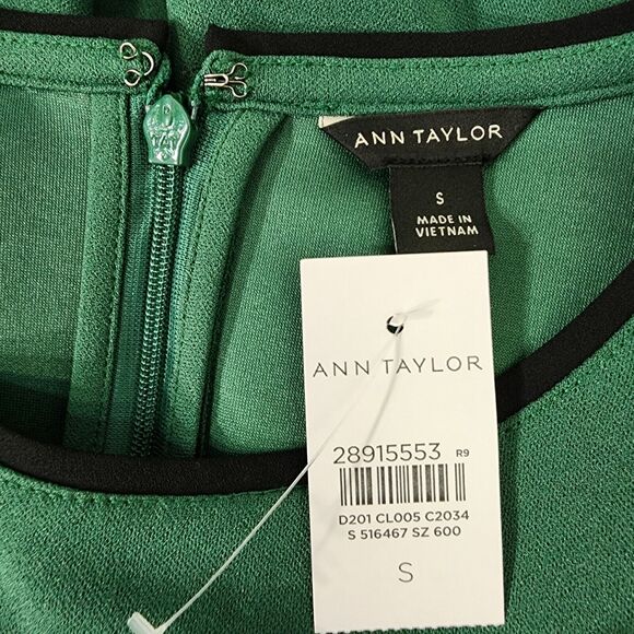 Ann Taylor Womens Top Small Piped Peplum Green Long Sleeve Pullover Long Sleeve - Picture 8 of 10